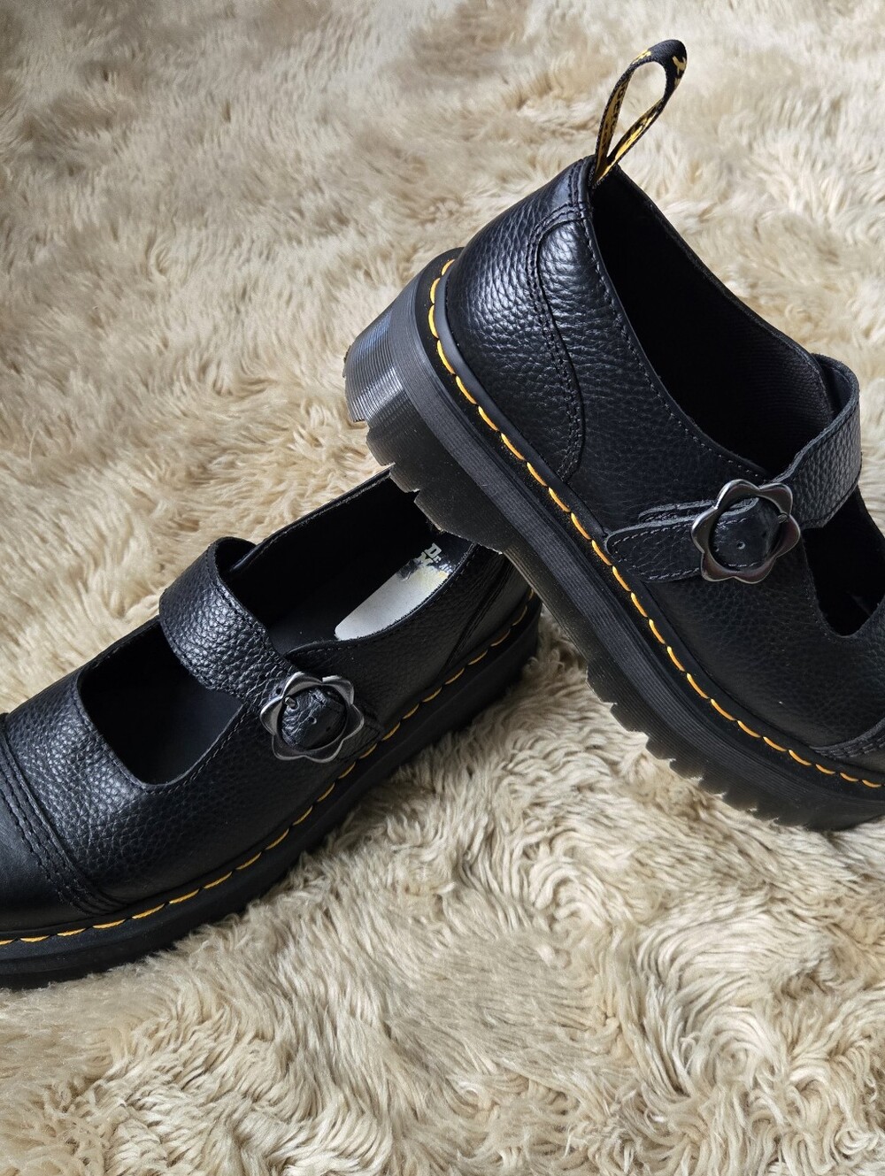 Dr. Martens Black Addina Flower Mary Jane Platform Shoes Size 10 Best For 11